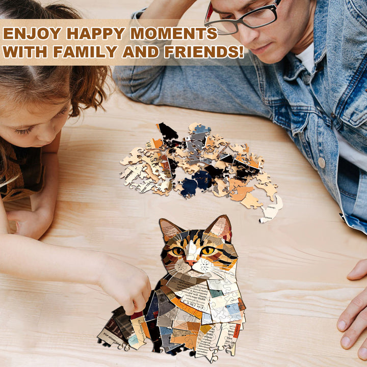 Paper Art Cat Wooden Jigsaw Puzzle