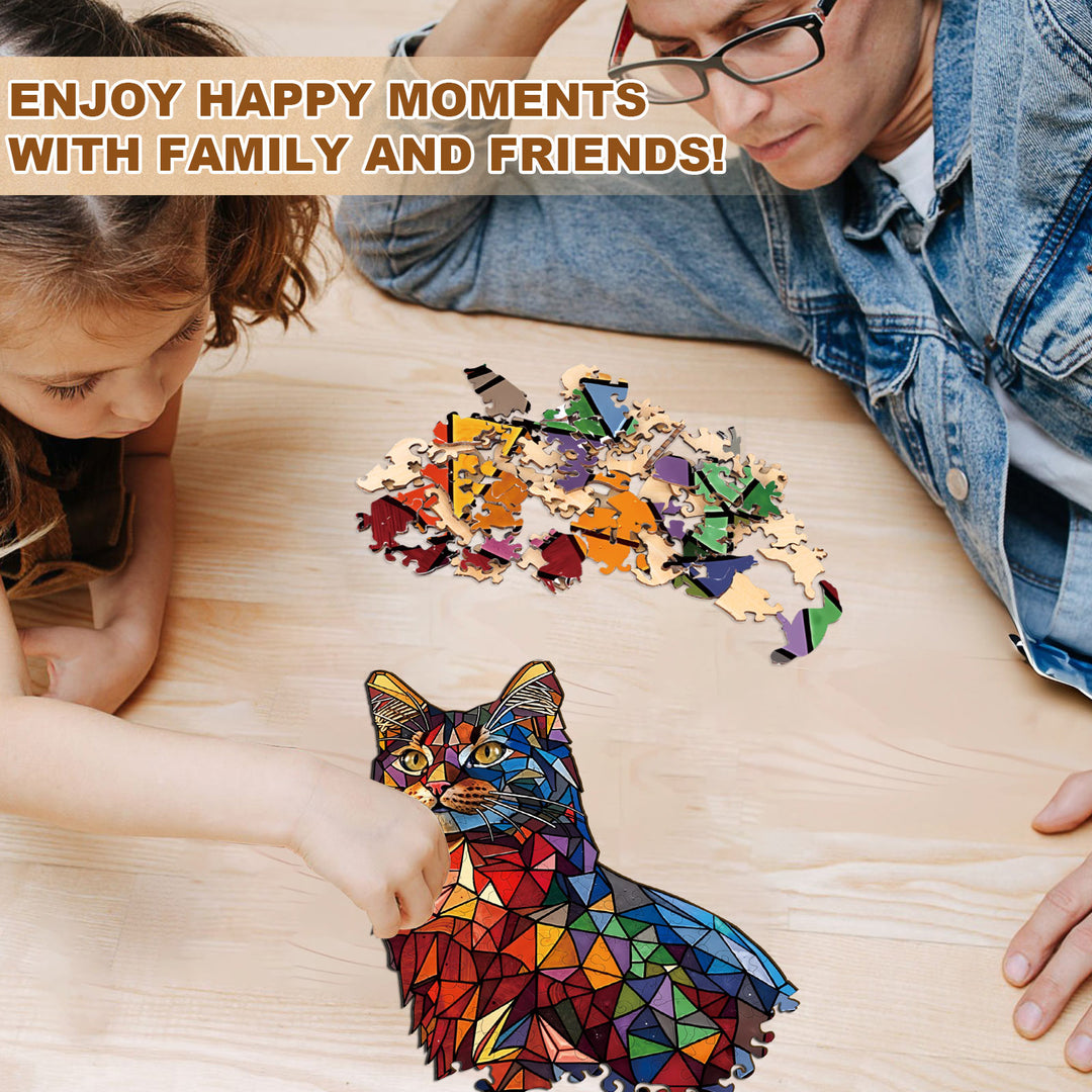 Kaleido Cat Wooden Jigsaw Puzzle