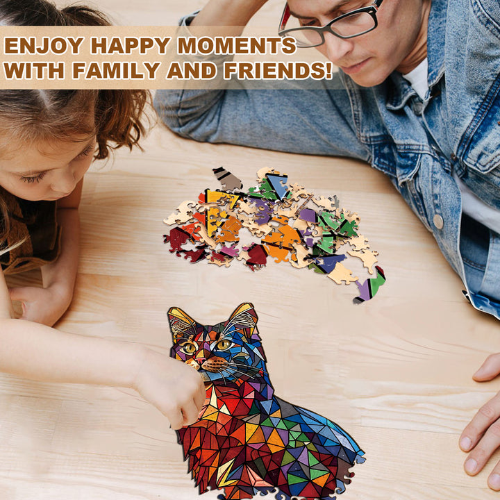 Kaleido Cat Wooden Jigsaw Puzzle