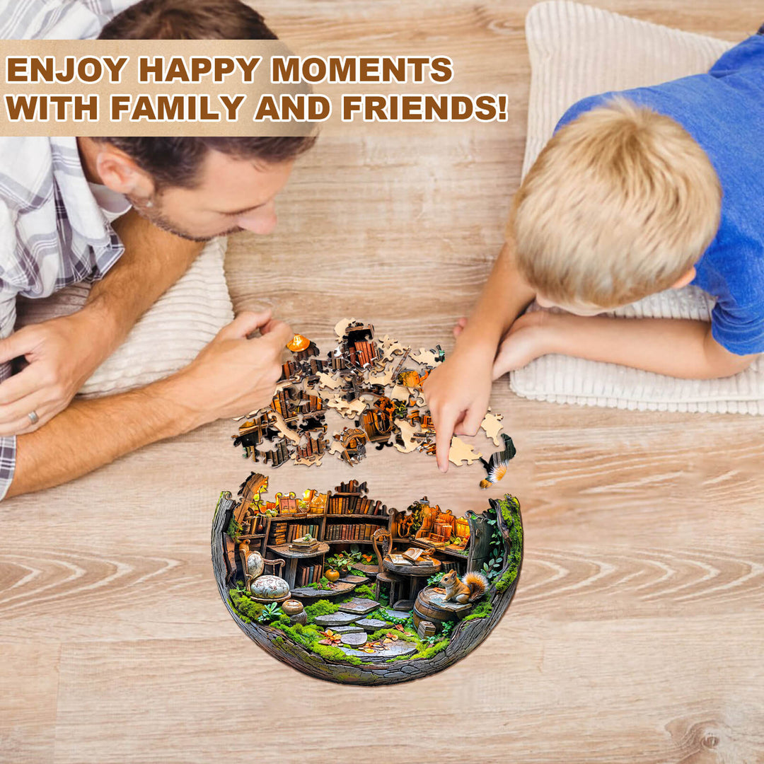 3D Mossy Library Wooden Jigsaw Puzzle