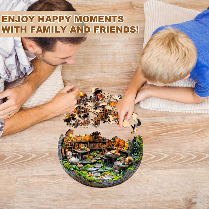 3D Mossy Library Wooden Jigsaw Puzzle