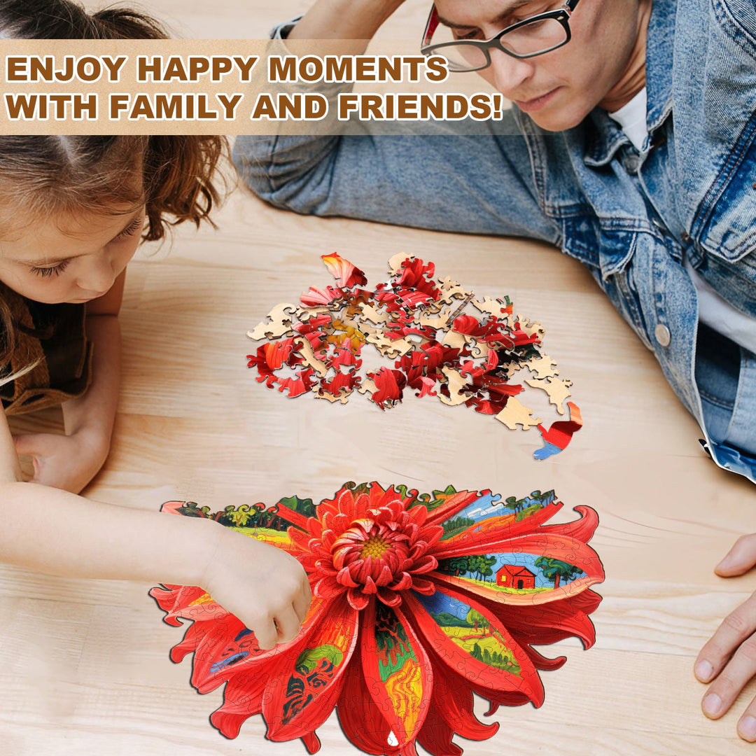 Oil On Chrysanthemum Wooden Jigsaw Puzzle