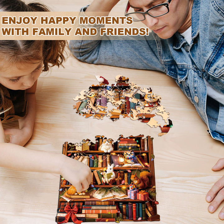 The Cozy Bookshelf Wooden Jigsaw Puzzle