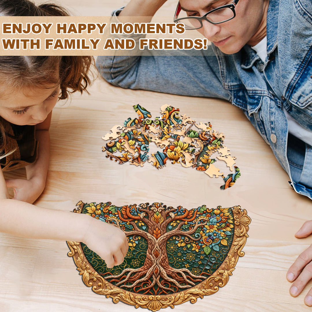 Embroidered Tree of Life Wooden Jigsaw Puzzle