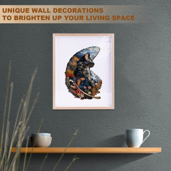 Feather Cat Wooden Jigsaw Puzzle