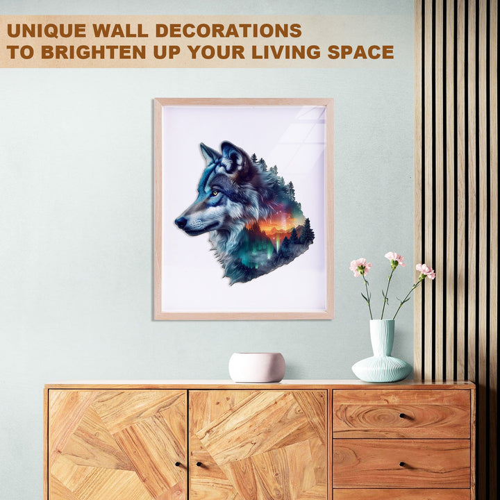 Aurora Wolf Wooden Jigsaw Puzzle