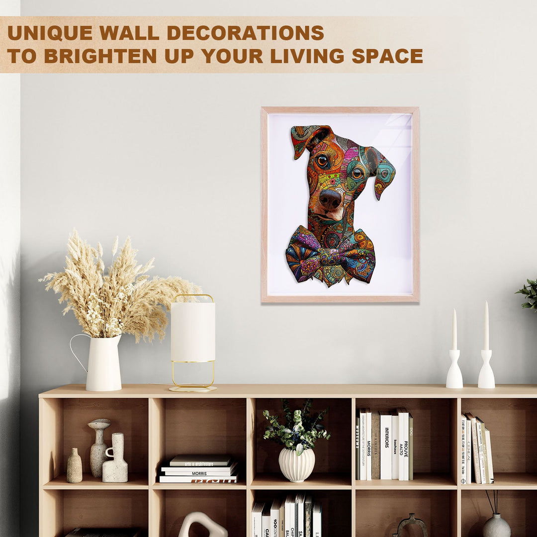 Line Art Dog Wooden Jigsaw Puzzle