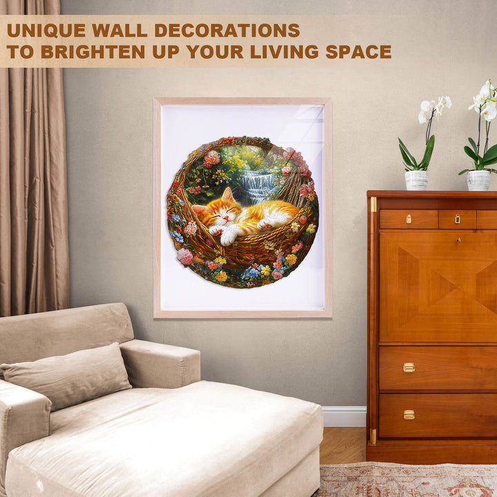 Garden nap kitten Wooden Jigsaw Puzzle