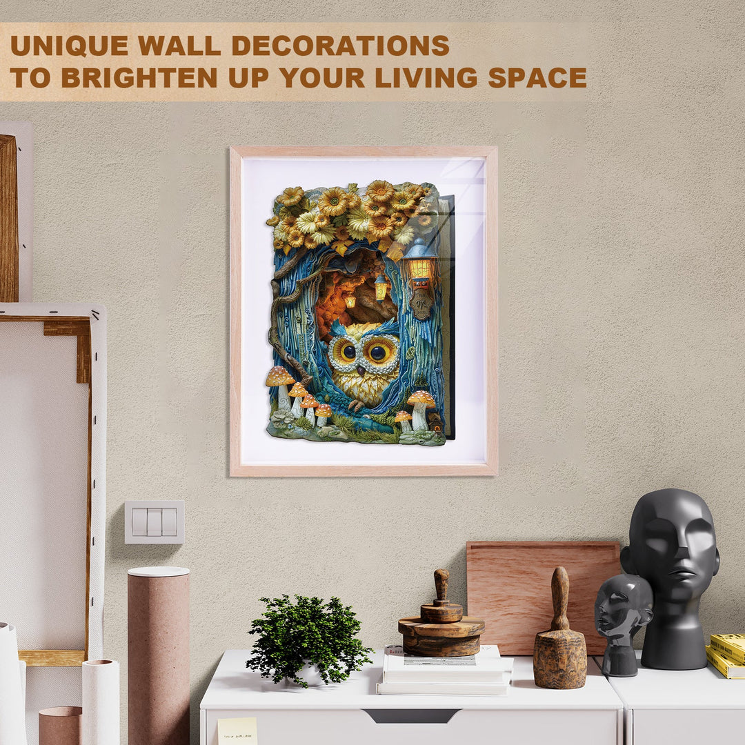 Owl Beneath The Light Wooden Jigsaw Puzzle