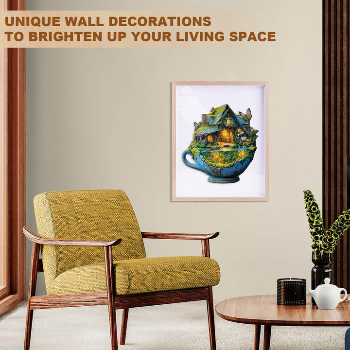 green Field mug Wooden Jigsaw Puzzle