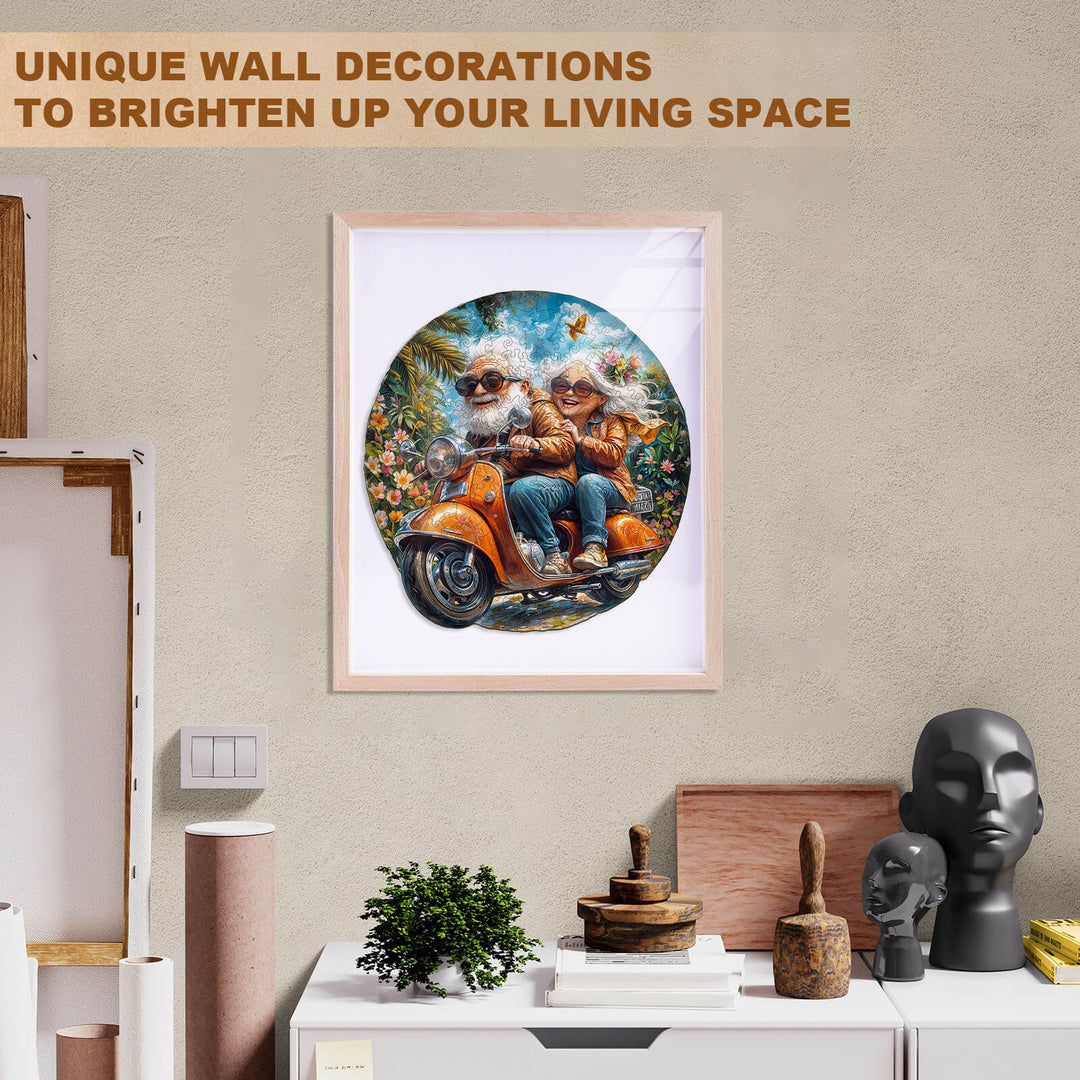 Motorcycle Granny-2 Wooden Jigsaw Puzzle