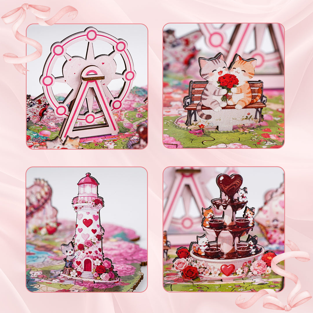 Valentine Kittyland Wooden Jigsaw Puzzle