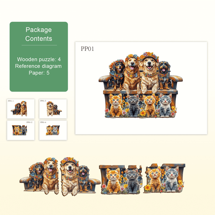 Party Puzzle-Pets on the Bench