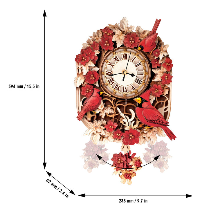 Cardinal-DIY Wooden Clock, 3D Puzzle Craft Kit