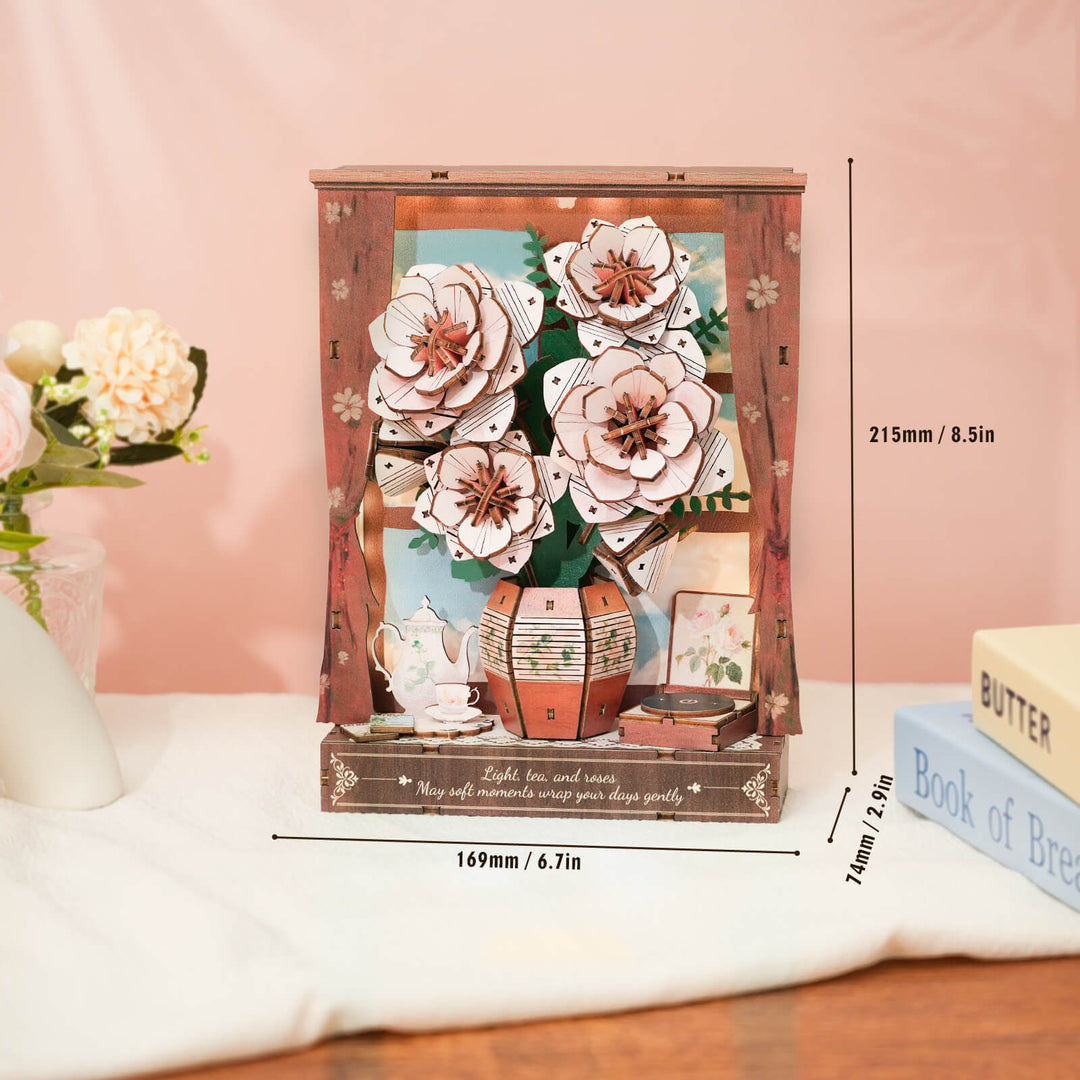 Crimson Rose Whispers– DIY Wooden Painting, 3D Puzzle Craft Kit