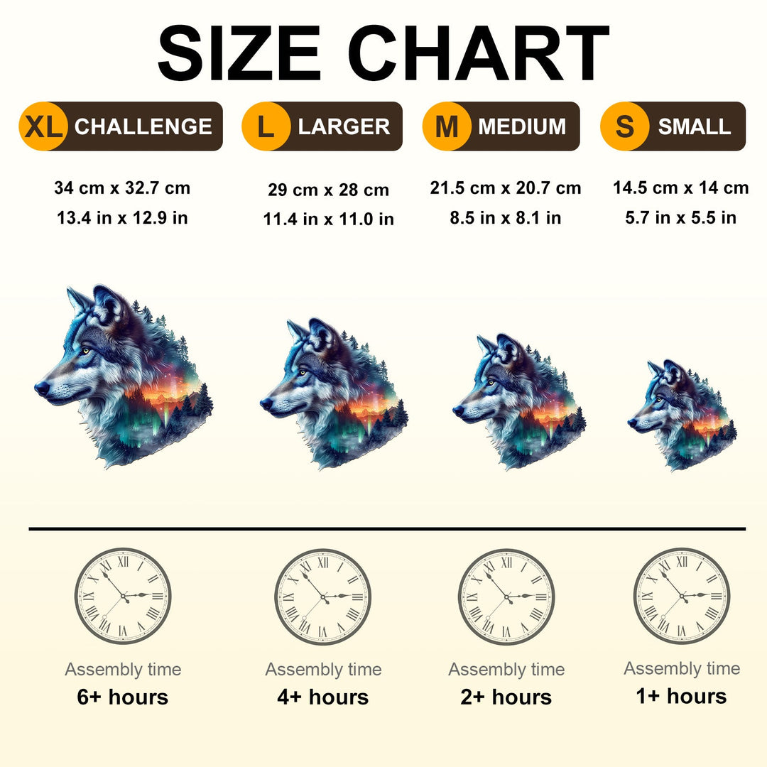 Aurora Wolf Wooden Jigsaw Puzzle