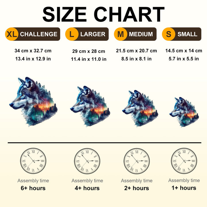 Aurora Wolf Wooden Jigsaw Puzzle