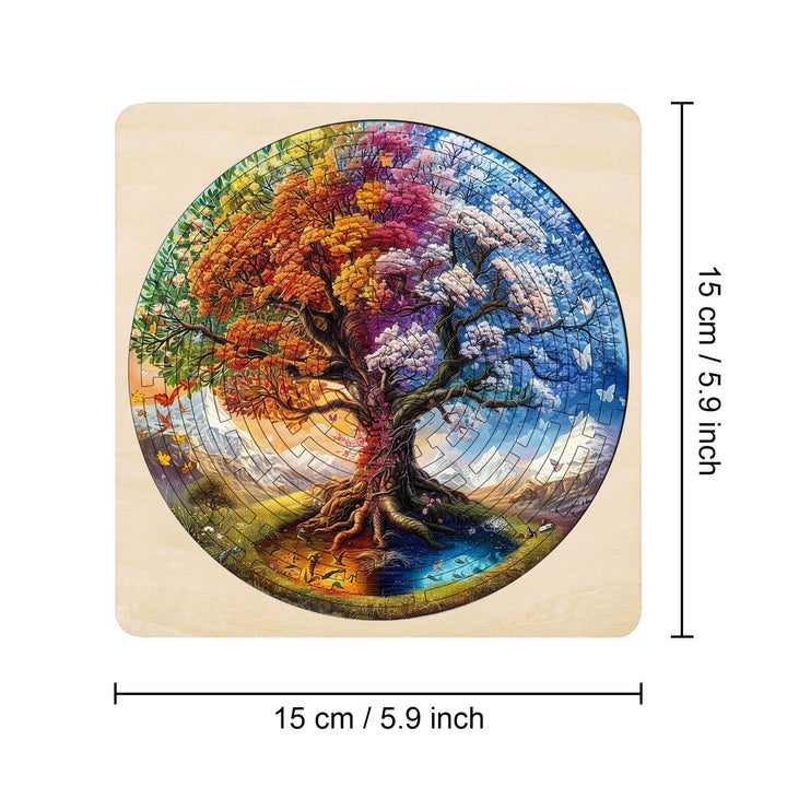 Colorful Tree of Life maze puzzle, vibrant jigsaw with intricate details for mind games and focus training.