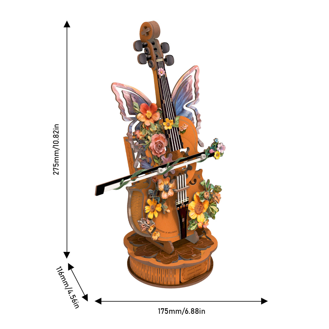 Flower Cello– DIY Wooden Music Box, 3D Puzzle Craft Kit
