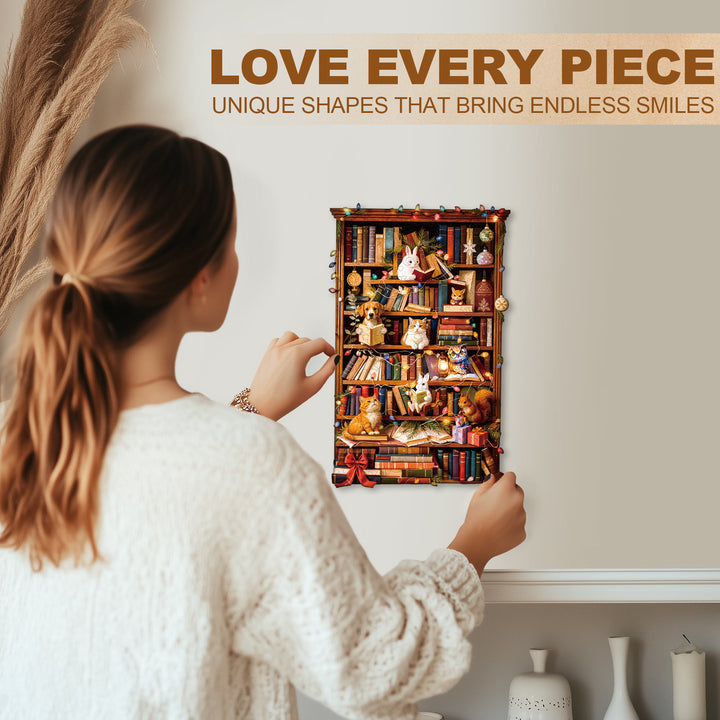 The Cozy Bookshelf Wooden Jigsaw Puzzle