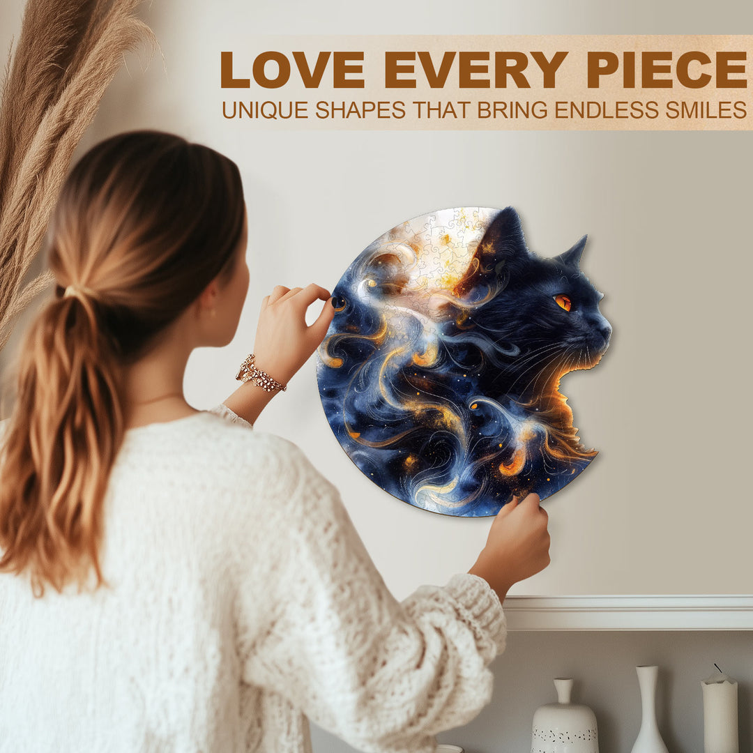 Nebula Cat Wooden Jigsaw Puzzle