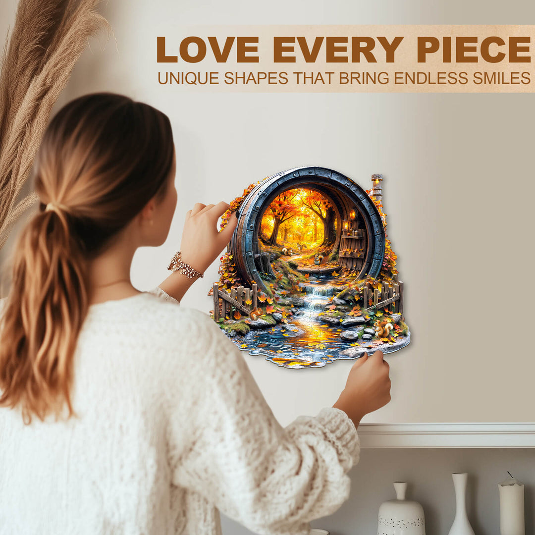 Barrel of Autumn Wooden Jigsaw Puzzle