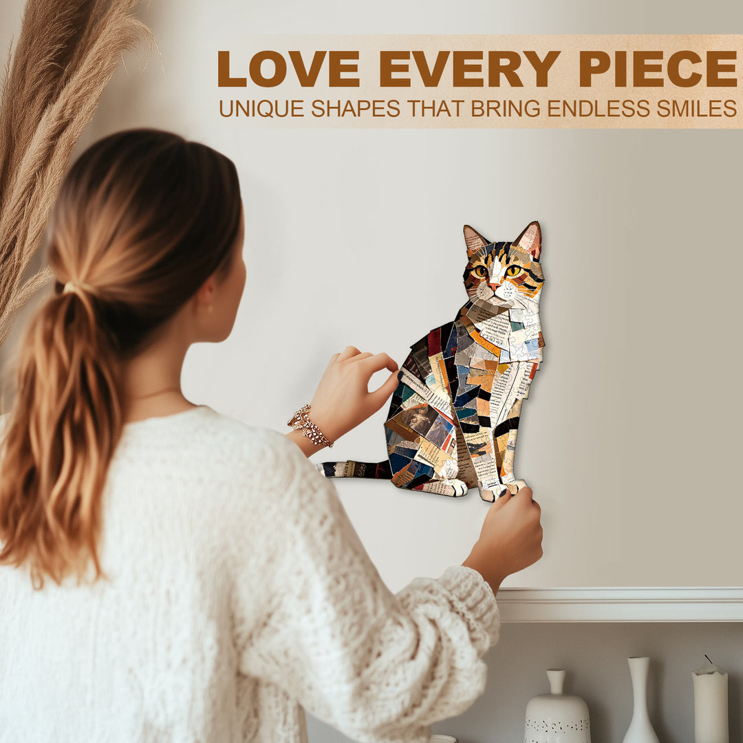 Paper Art Cat Wooden Jigsaw Puzzle