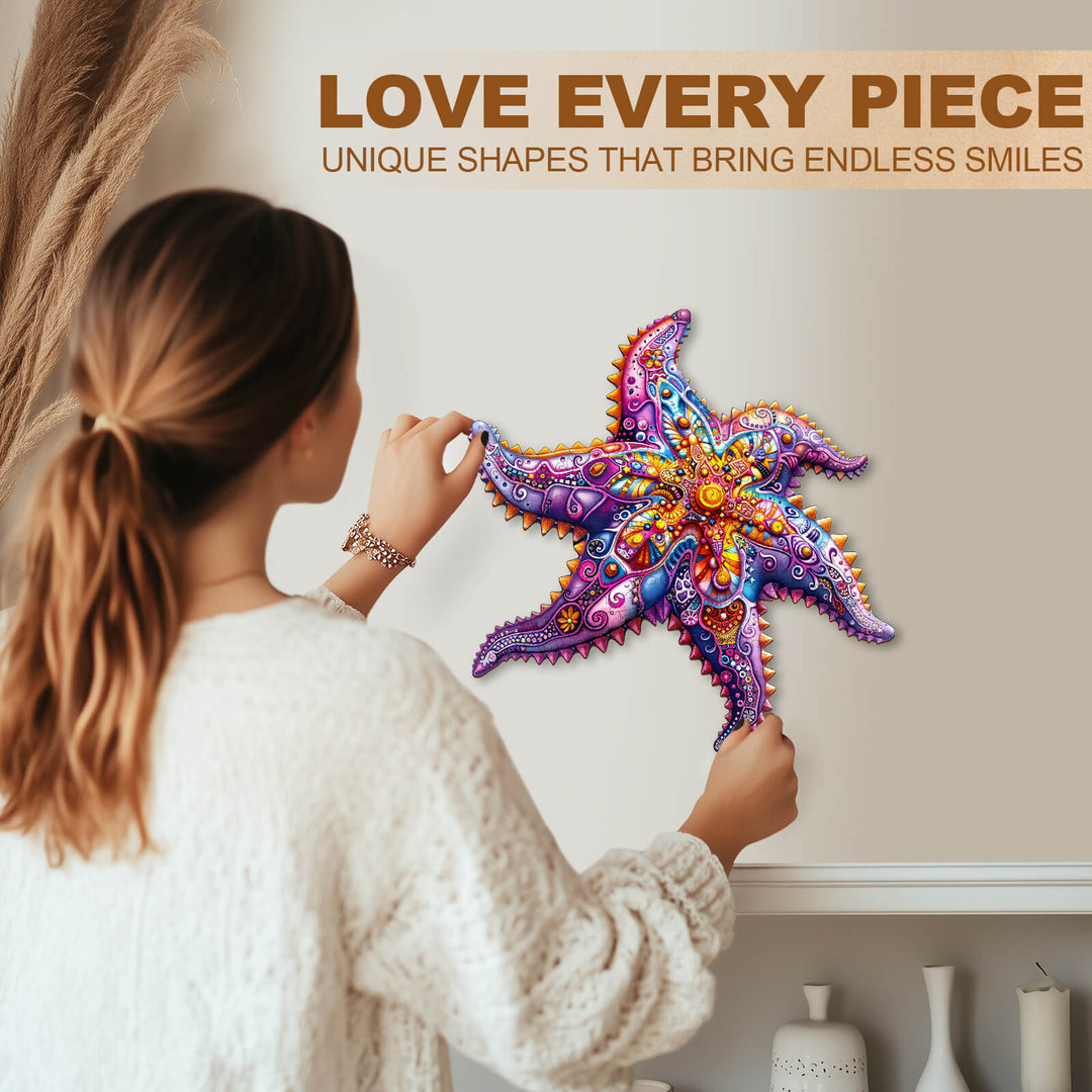 Mandala Starfish Wooden Jigsaw Puzzle