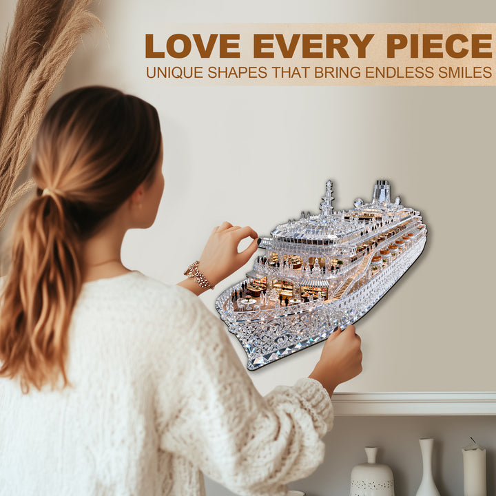 Glass Cruise Ship Wooden Jigsaw Puzzle