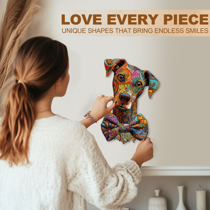 Line Art Dog Wooden Jigsaw Puzzle