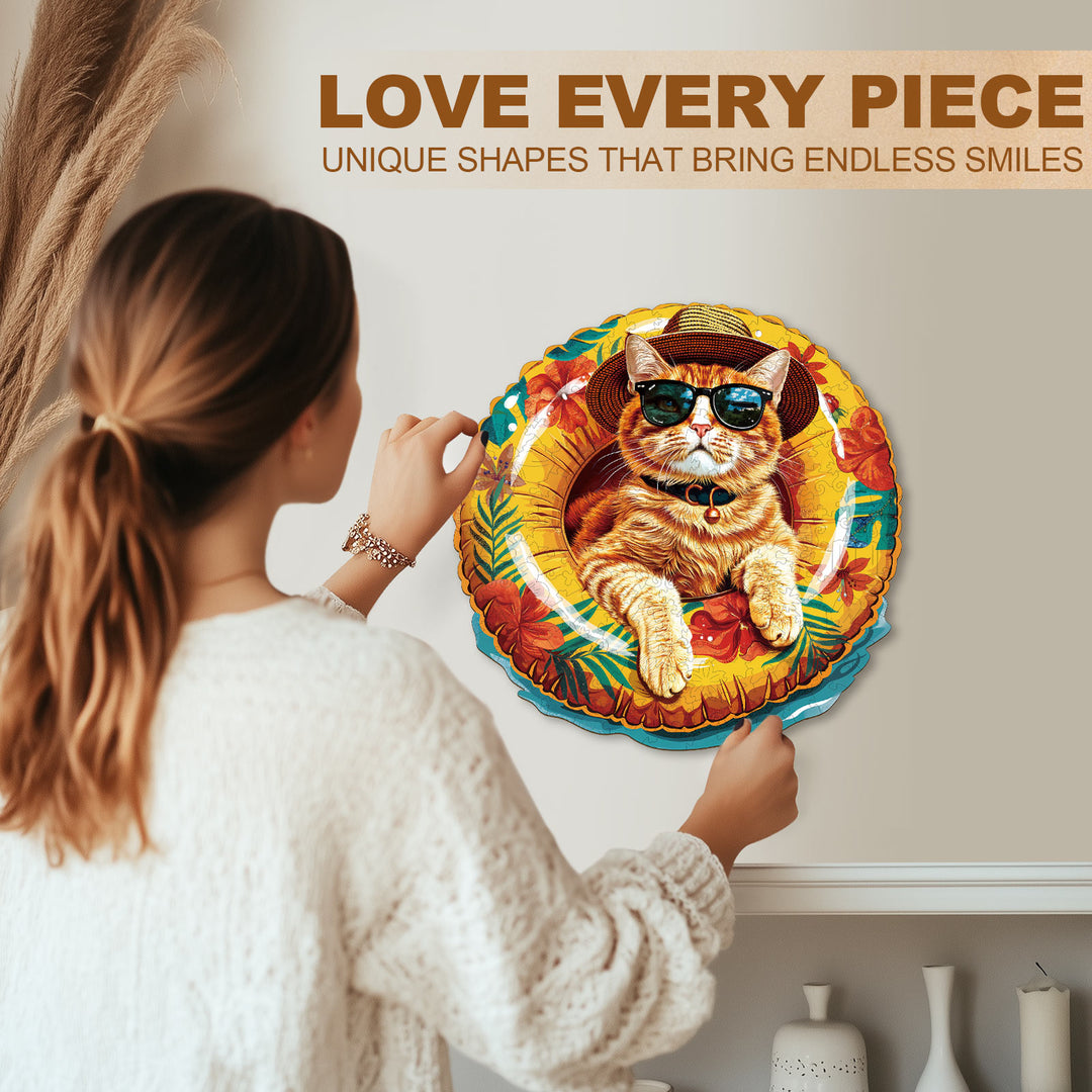 The Cat Off Duty Wooden Jigsaw Puzzle