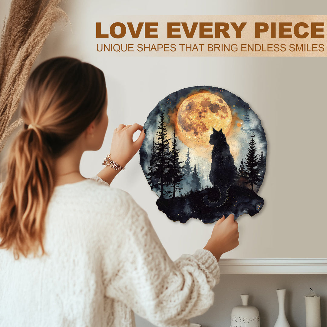 Moonlit Vigil Wooden Jigsaw Puzzle