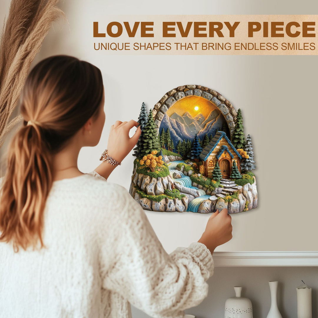 Sunset Cabin Wooden Jigsaw Puzzle