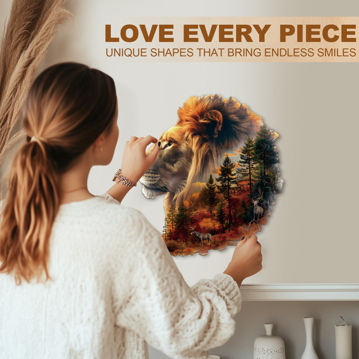Sunset Lion Wooden Jigsaw Puzzle