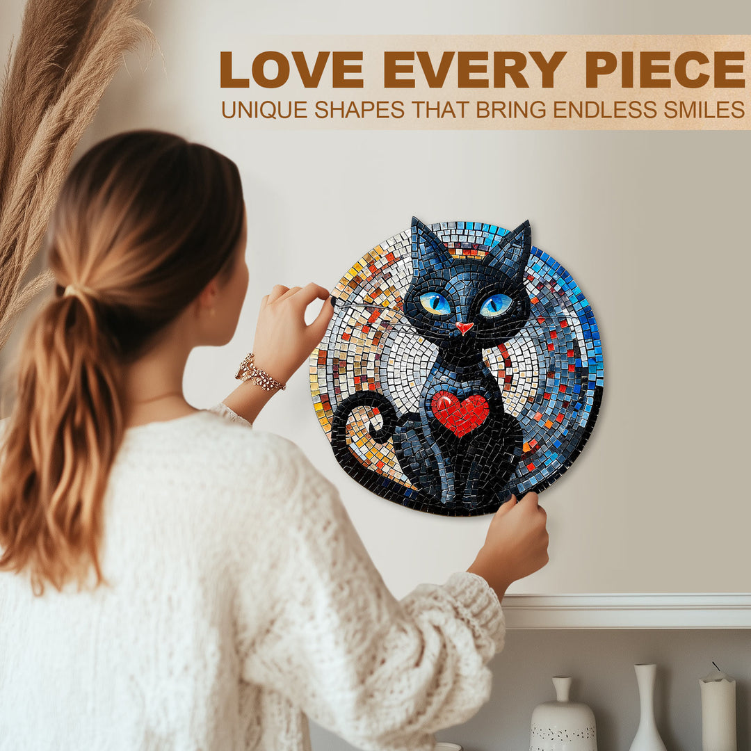 Glass heart Cat Wooden Jigsaw Puzzle
