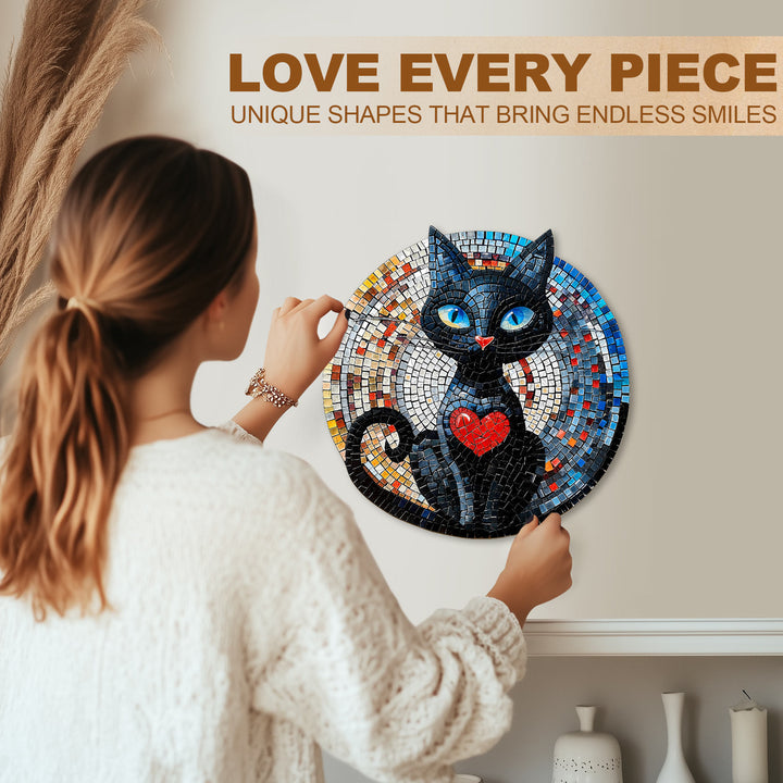 Glass heart Cat Wooden Jigsaw Puzzle