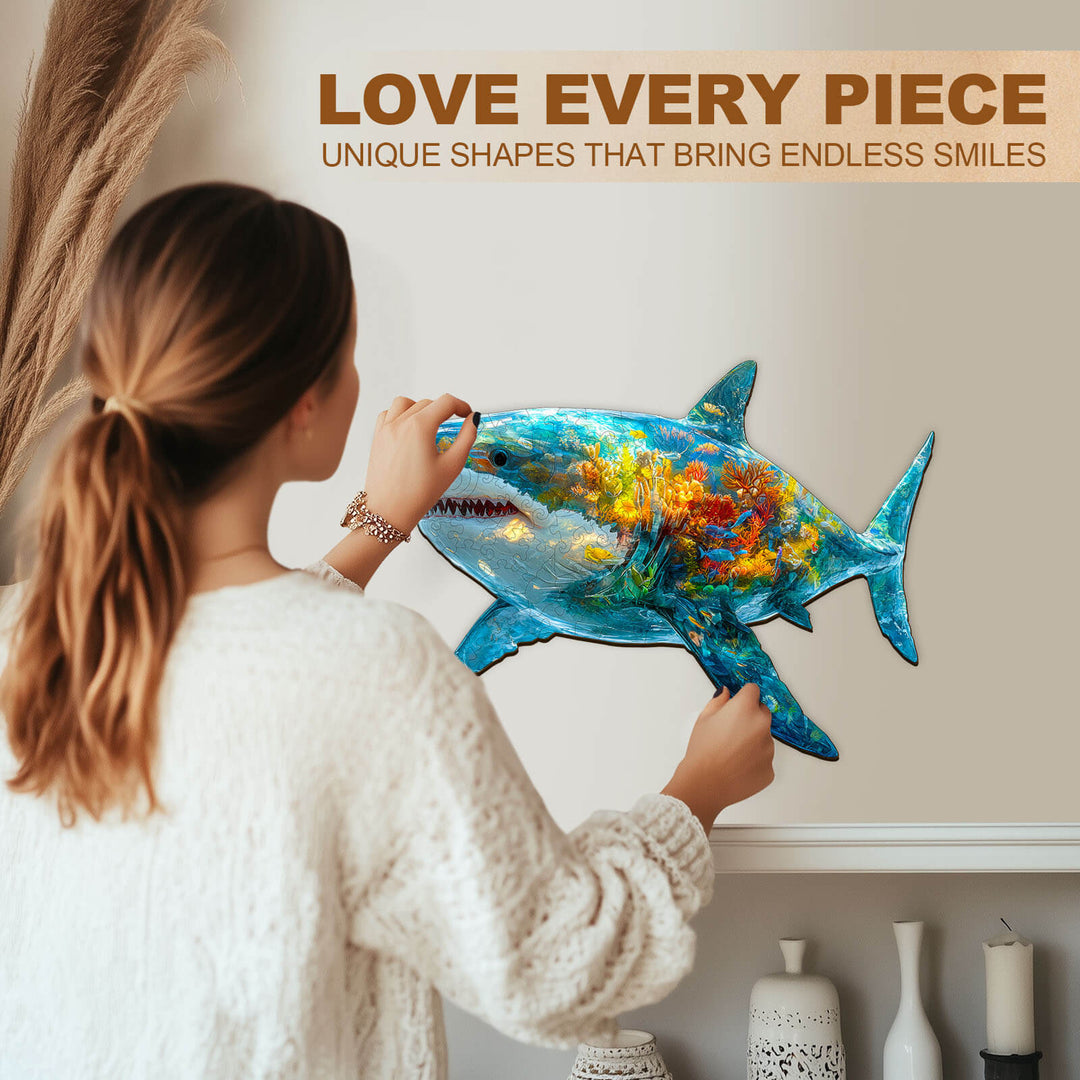 Flower shark Wooden Jigsaw Puzzle