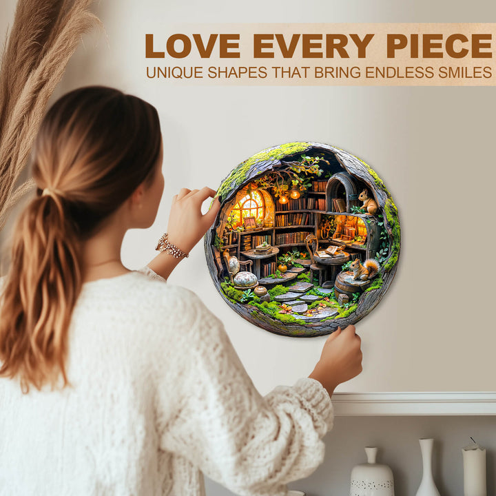 3D Mossy Library Wooden Jigsaw Puzzle