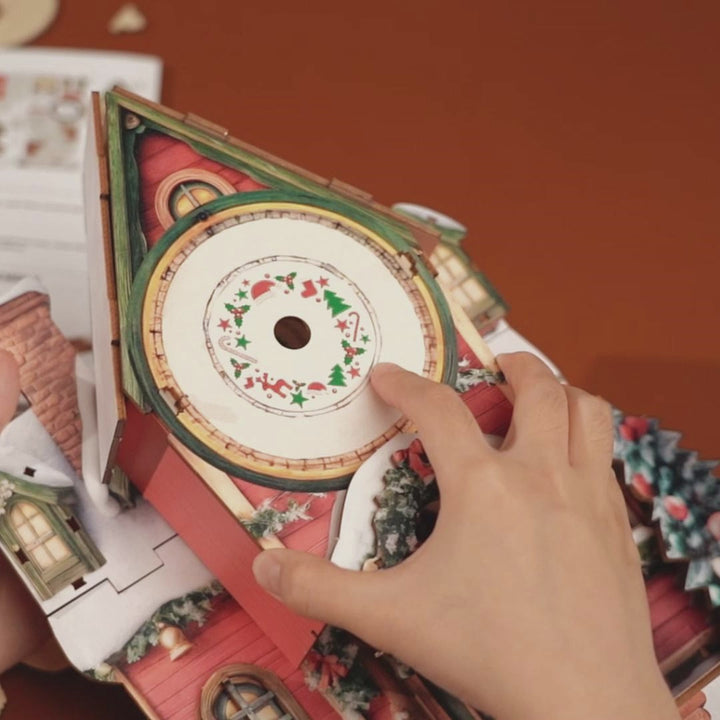 Christmas House– DIY Wooden Clock, 3D Puzzle Craft Kit