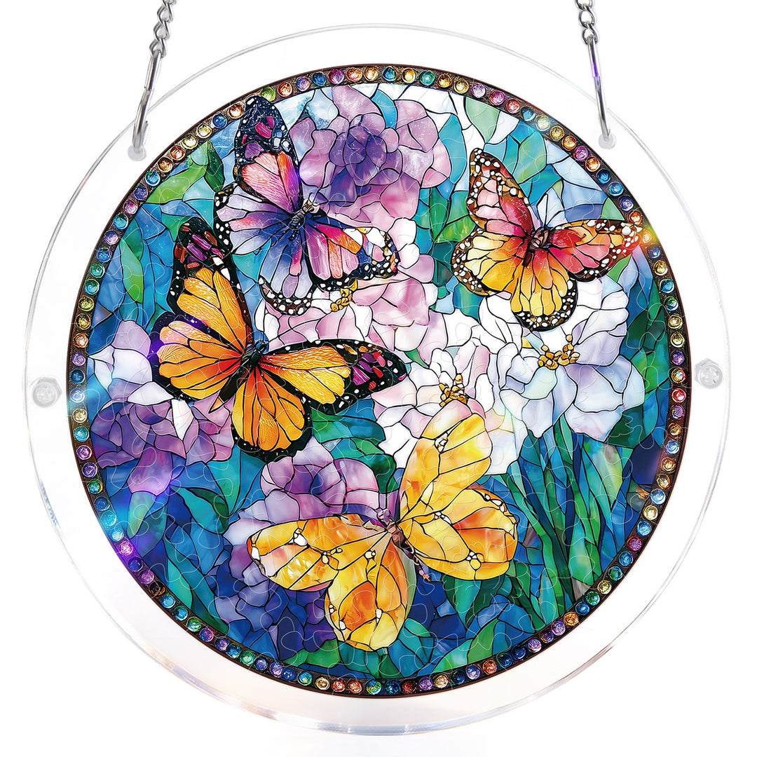 Acrylic Jigsaw Puzzle Suncatcher - Butterflies in Bloom