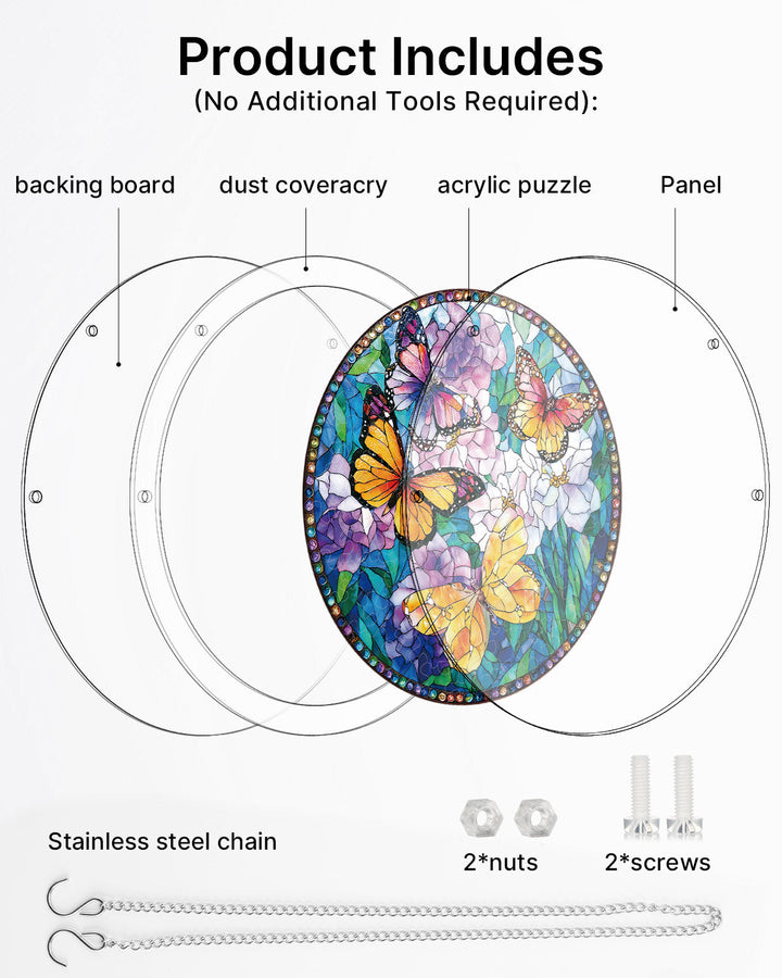 Acrylic Jigsaw Puzzle Suncatcher - Butterflies in Bloom